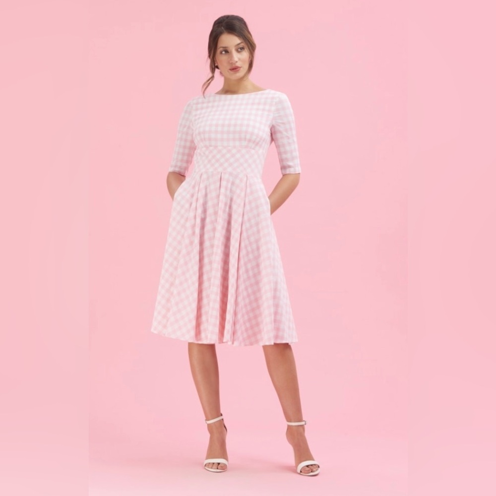 The Pretty Dress Company Pink Gingham Midi Dress